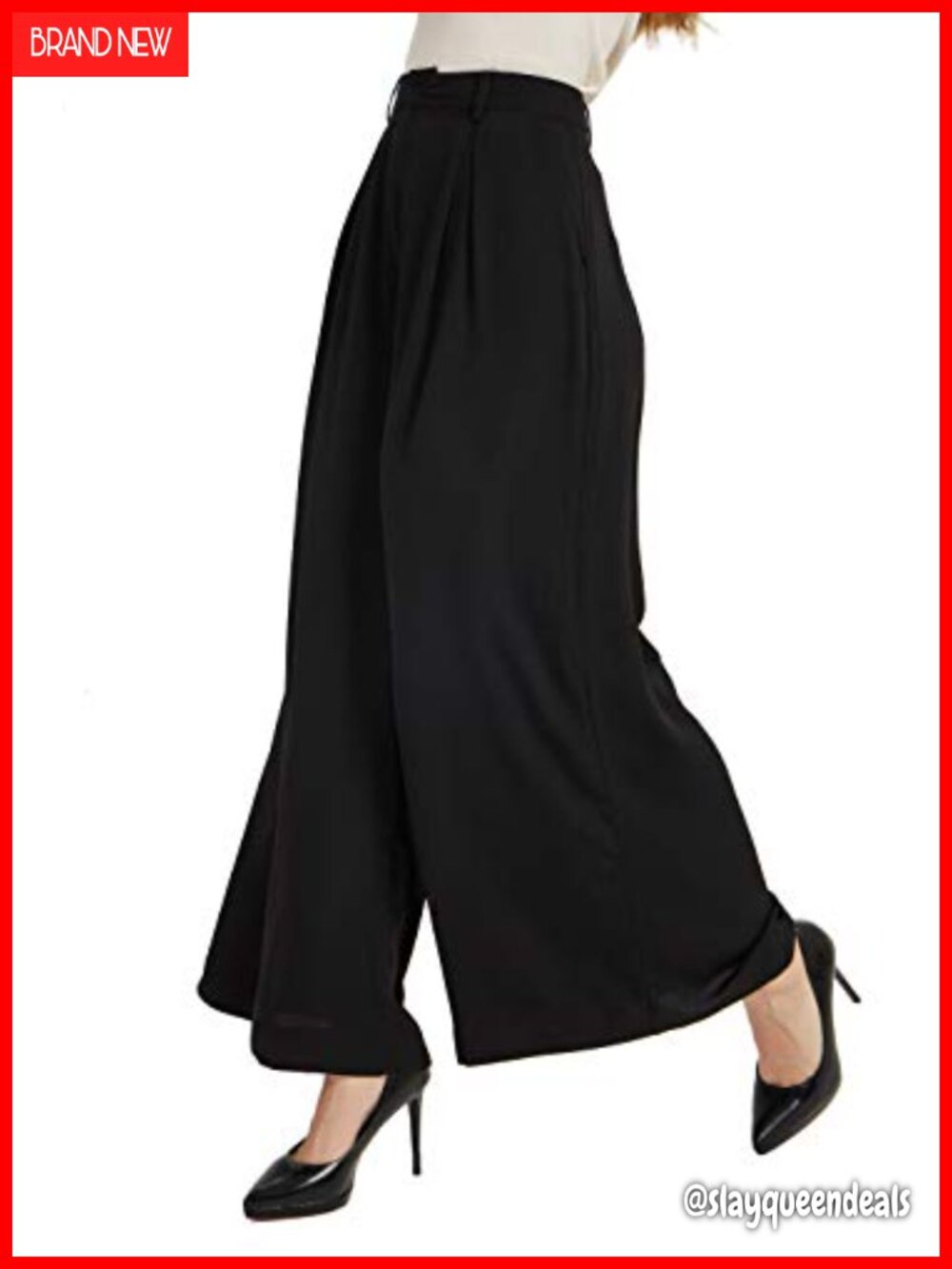 High Waist Wide Leg Palazzo Pants with Pleats and Pockets